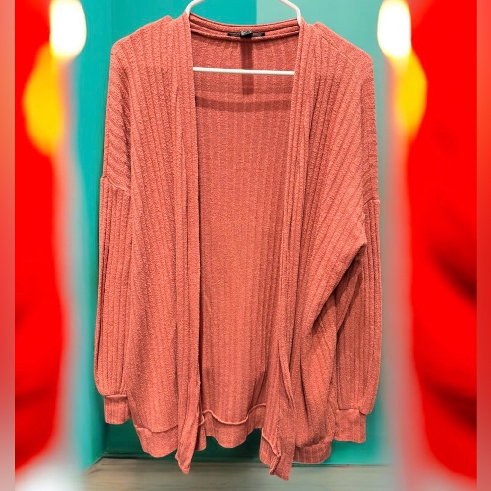 Forever 21 Coral Ribbed Cardigan SMALL